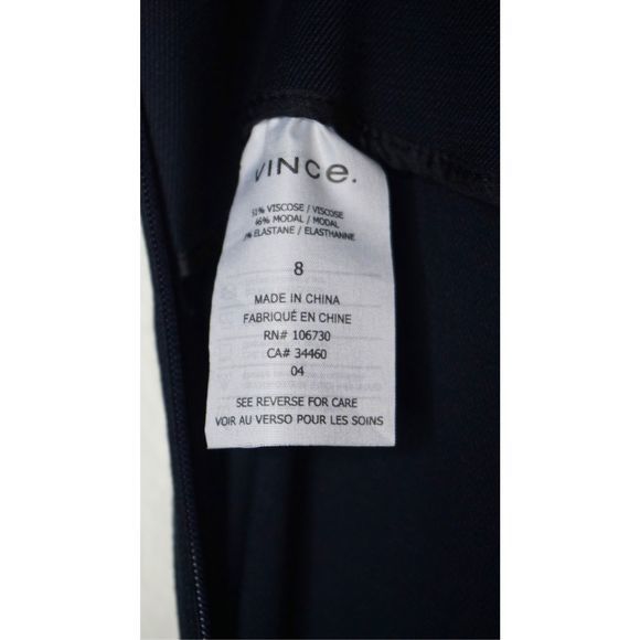 Vince Wide Leg Viscose Modal Blend Dress Pant Navy Size 8 Side Zip Women's - Picture 6 of 7